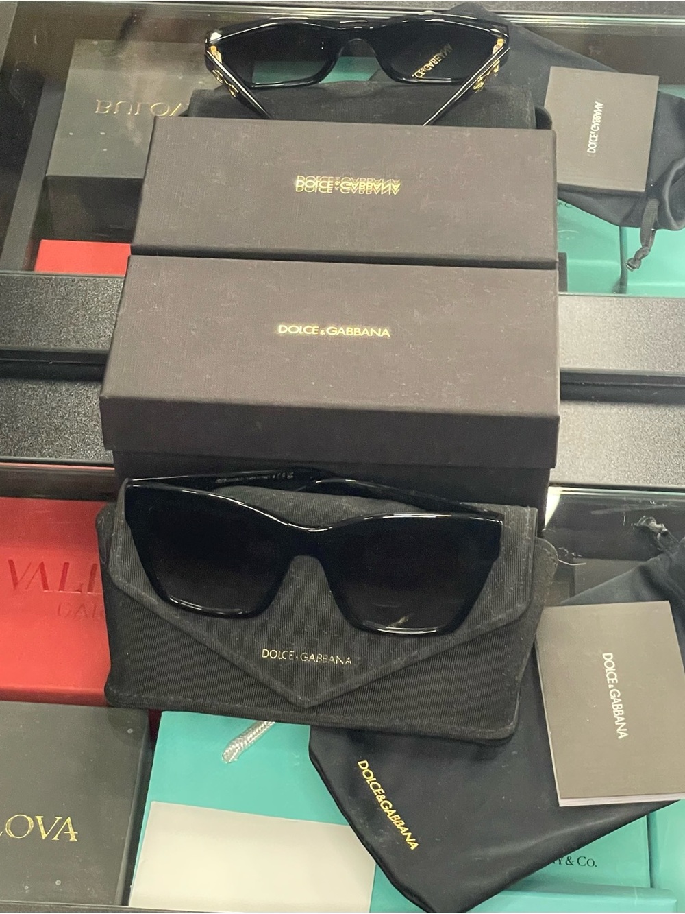Dolce & Gabbana Black Cat-Eye Sunglasses with Gold Accents